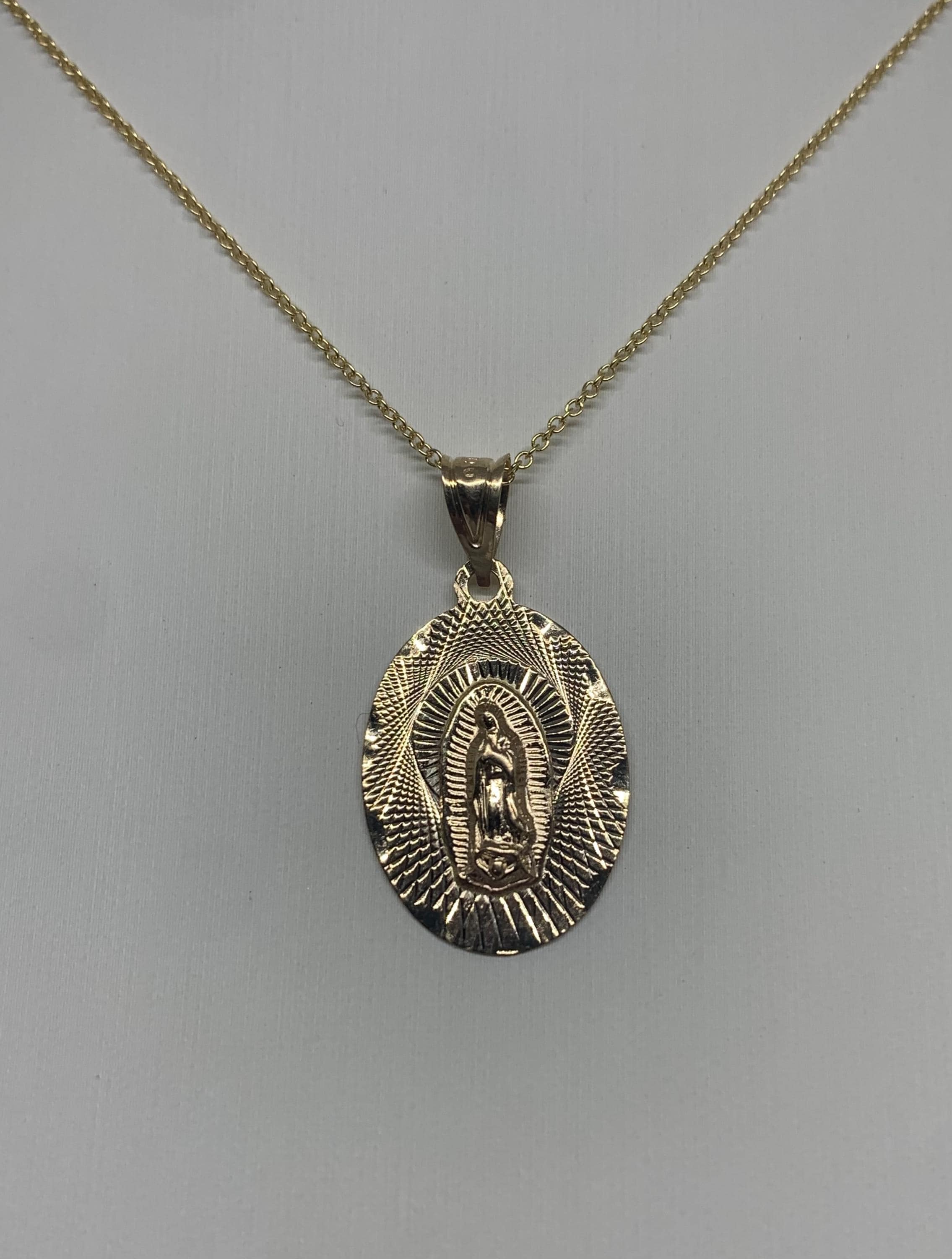 14k Solid Gold Virgin Mary Pendant Necklace: Religious Charm - Etsy
