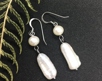 Freshwater pearl earrings 925 Sterling silver, Dangling earrings, Women's pearl drop earrings, Bridal earrings