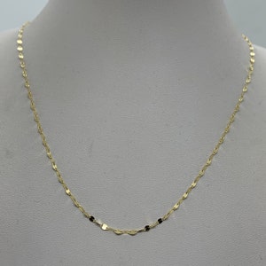 14k Solid Gold Women&#39;s Minimalist Fancy High Polished Hammer Chain Necklace 16&quot; 18&quot; 20&quot; 22&quot; & 24&quot;
