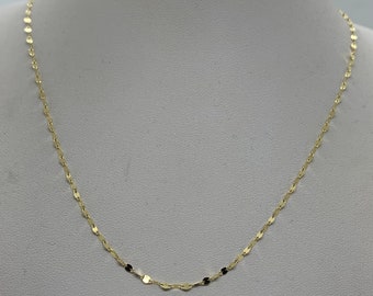 14k Solid Gold Women's Minimalist Fancy High Polished Hammer Chain Necklace 16" 18" 20" 22" & 24"