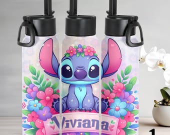 Little Blue in Bloom Personalized Water Bottle