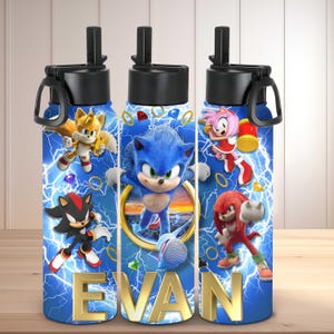 Personalized Sonic theme 20oz Water Bottle -Choose Sonic & Friends or Shadow Only!