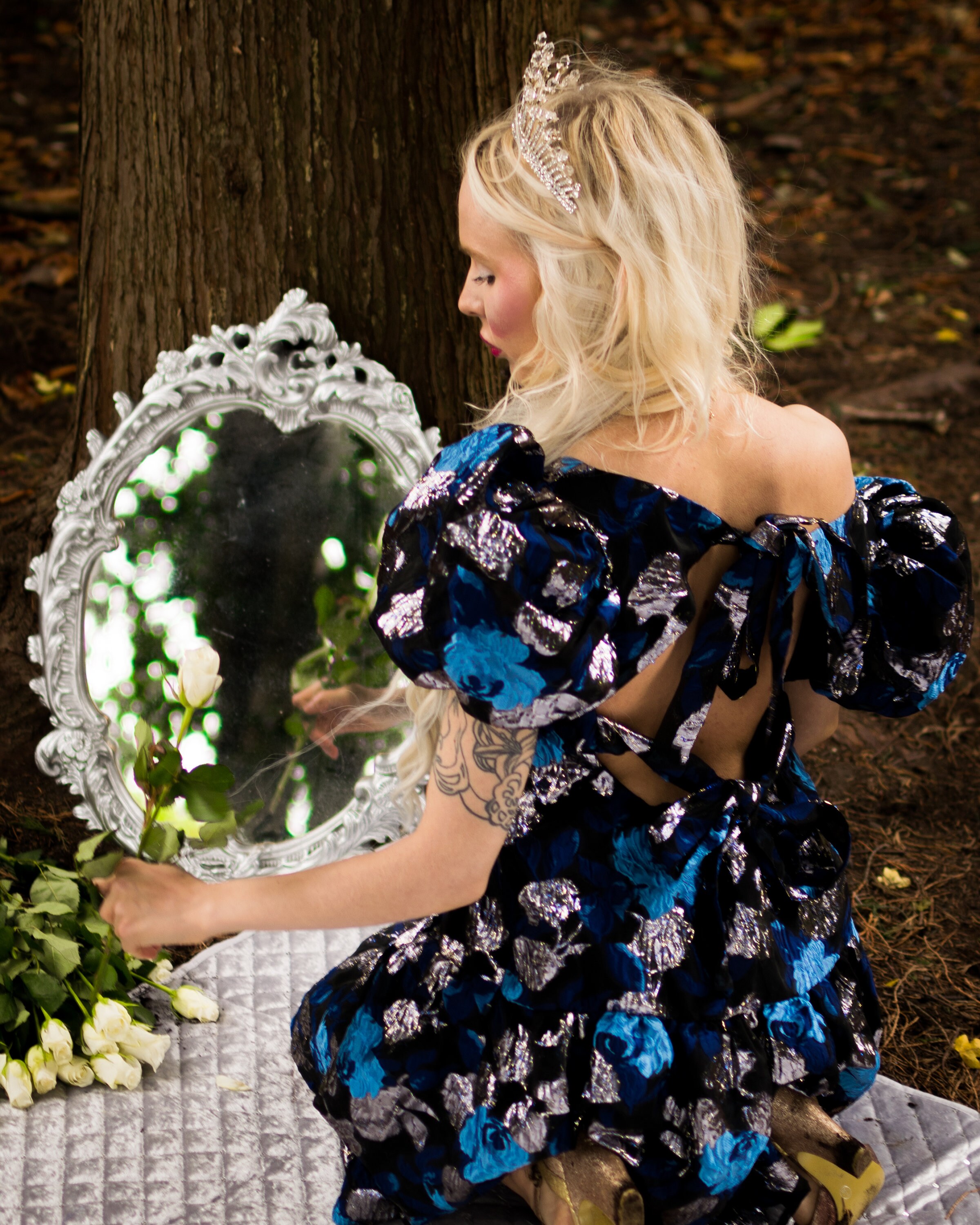 hot pink organza puff sleeve smock dress