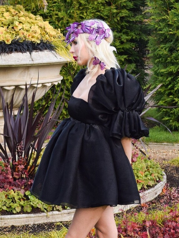 Black Organza Puff Dress 4-24 