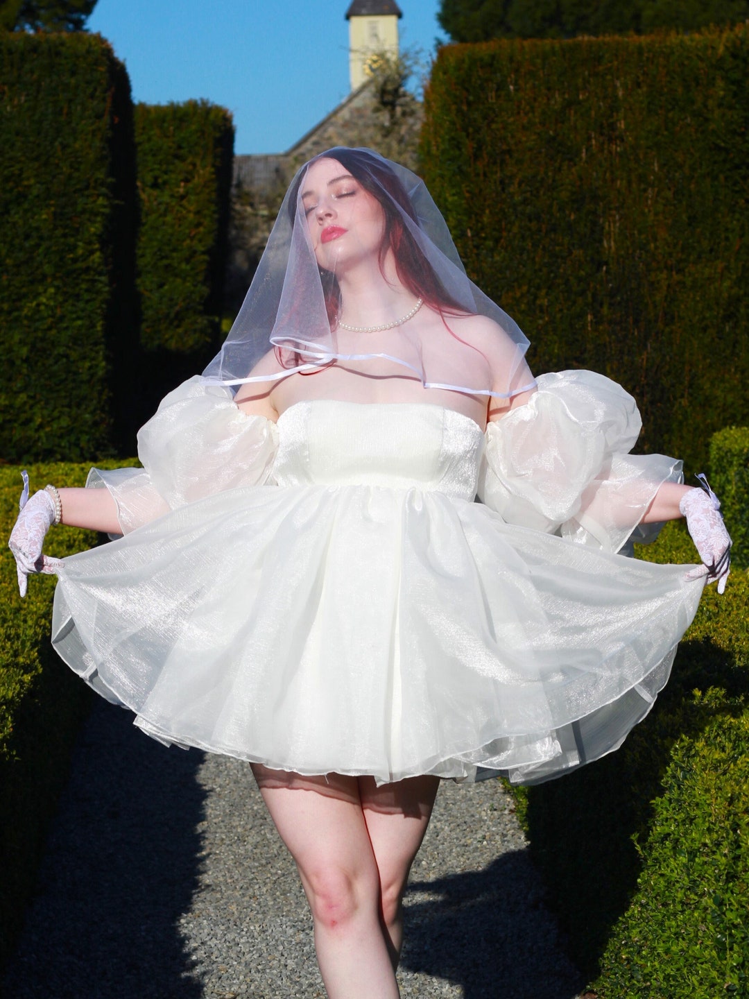White Puff Dress Sizes 4-24 / Ivory Organza Dress / Short Wedding