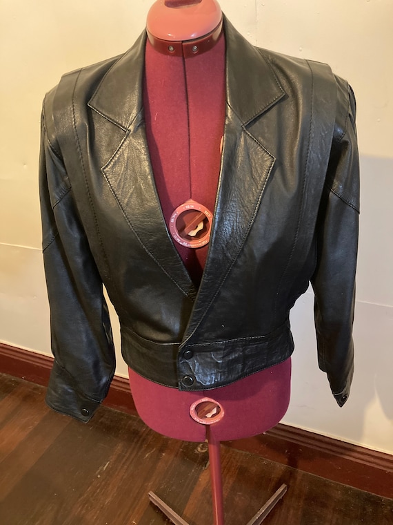 Black Leather 1980s Jacket