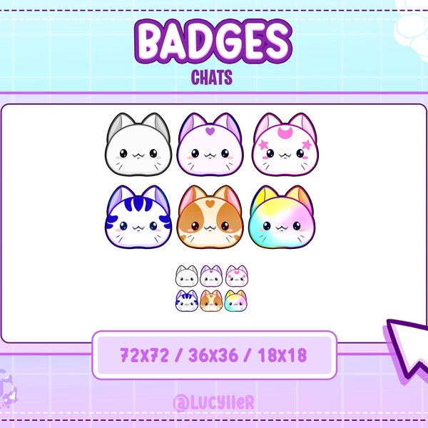 Badges twitch discord icones chat pastel mignon