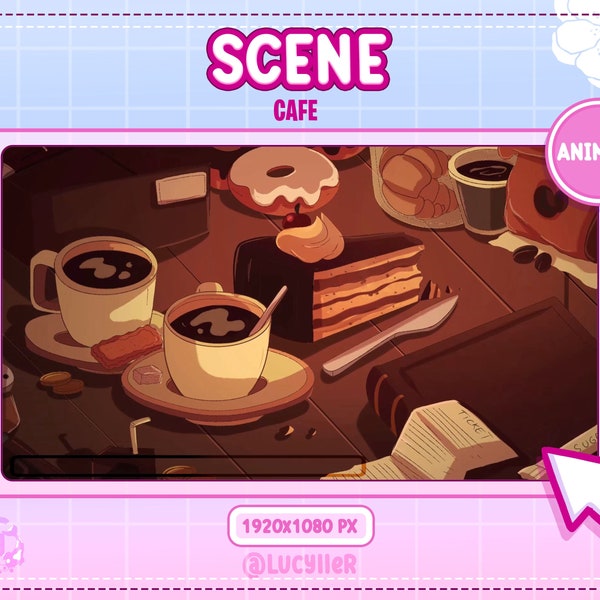 Scene illustrated café bar twitch / live wallpaper