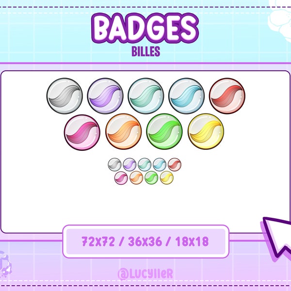 Badges twitch bits kick billes colorées