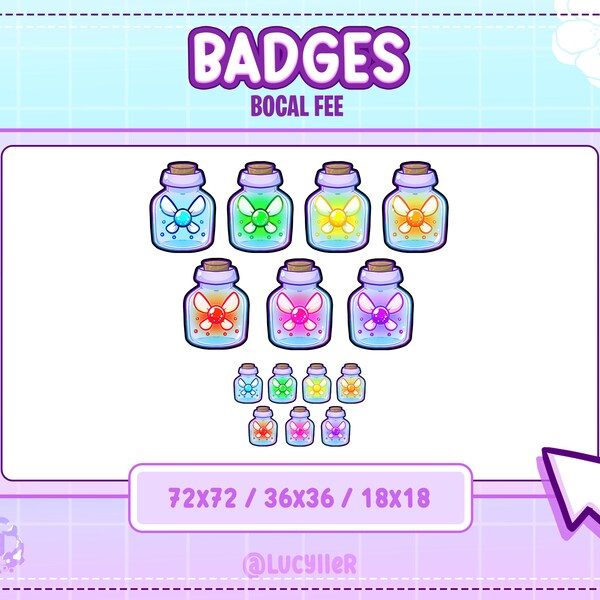 Petits badges bocaux fée jeux vidéo twitch