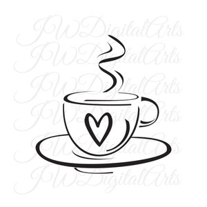 Mug with Heart Steam Svg - Coffee Mug Svg - Coffee Lover Gift Svg - Coffee Clip Art - Svg Cut Files for Cricut, Silhouette - Popular Svg