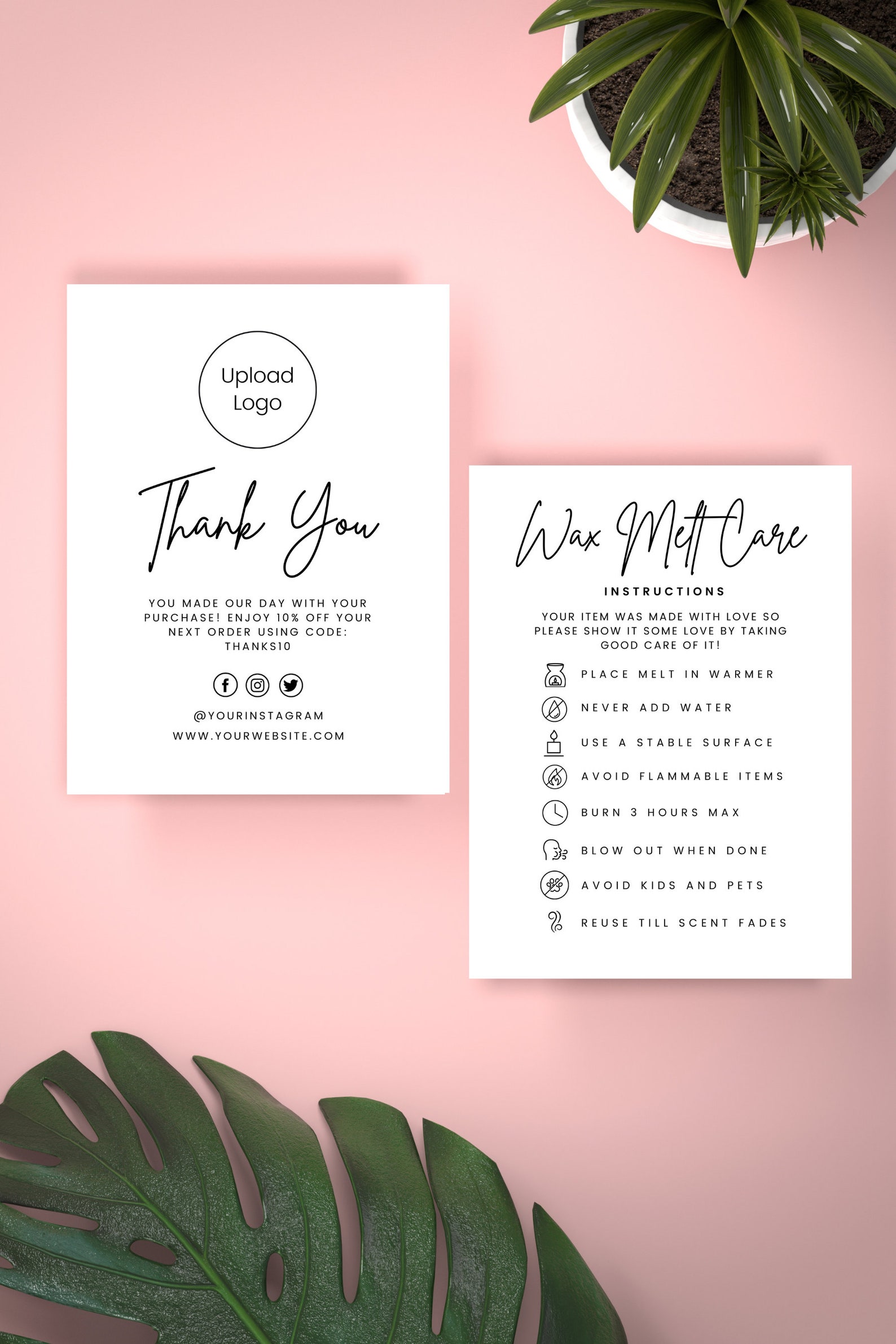 Wax Melts Care Card Template Editable Wax Melts Care Instructions Wax