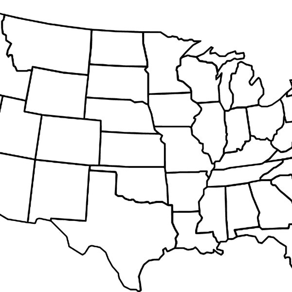 USA Outline with States Svg/Png/Jpg