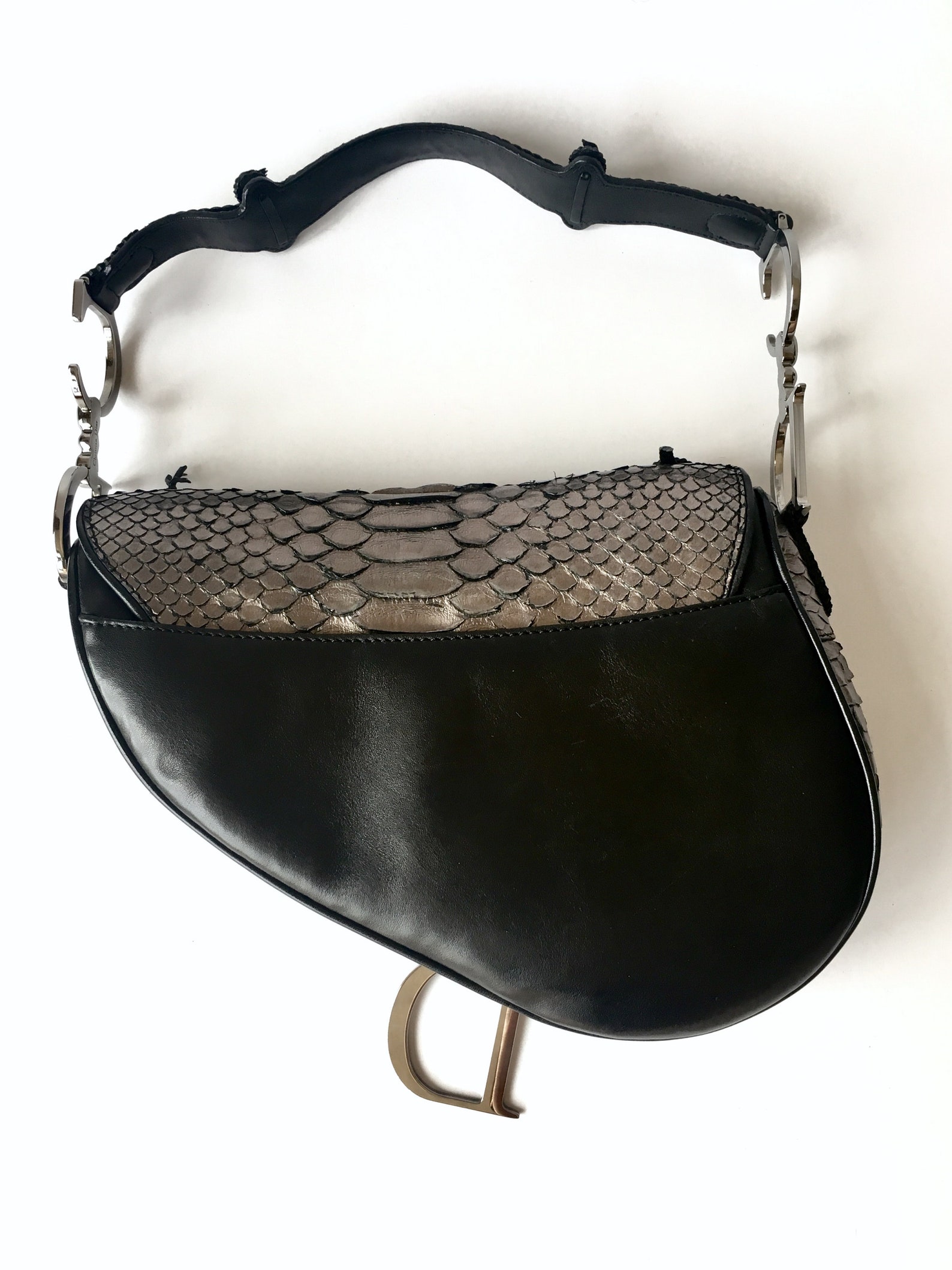 Dior Saddle Bag in Black Python Leather Rare Limited Edition Etsy