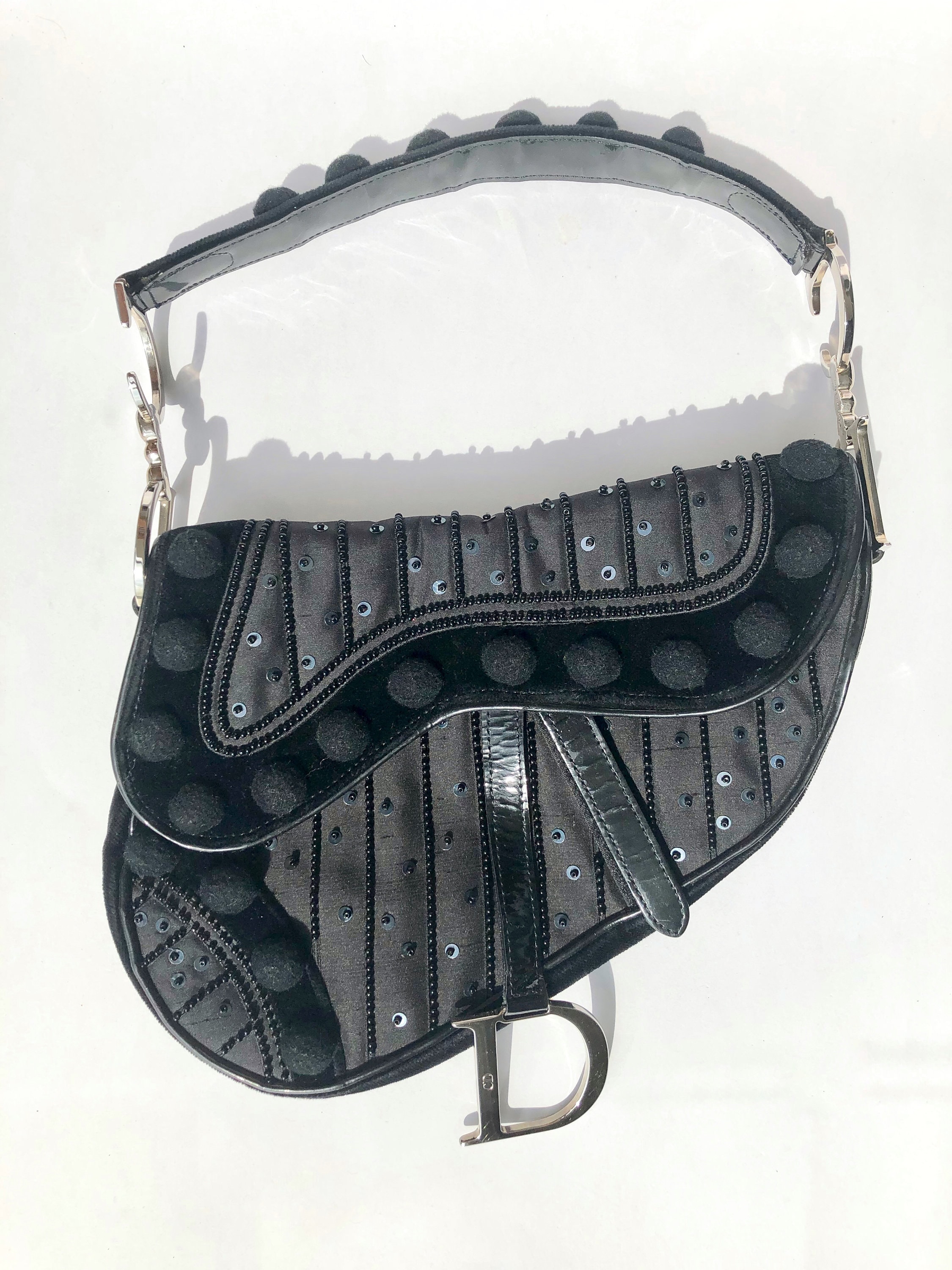 DIOR Vintage Monogram Saddle Bag in Black