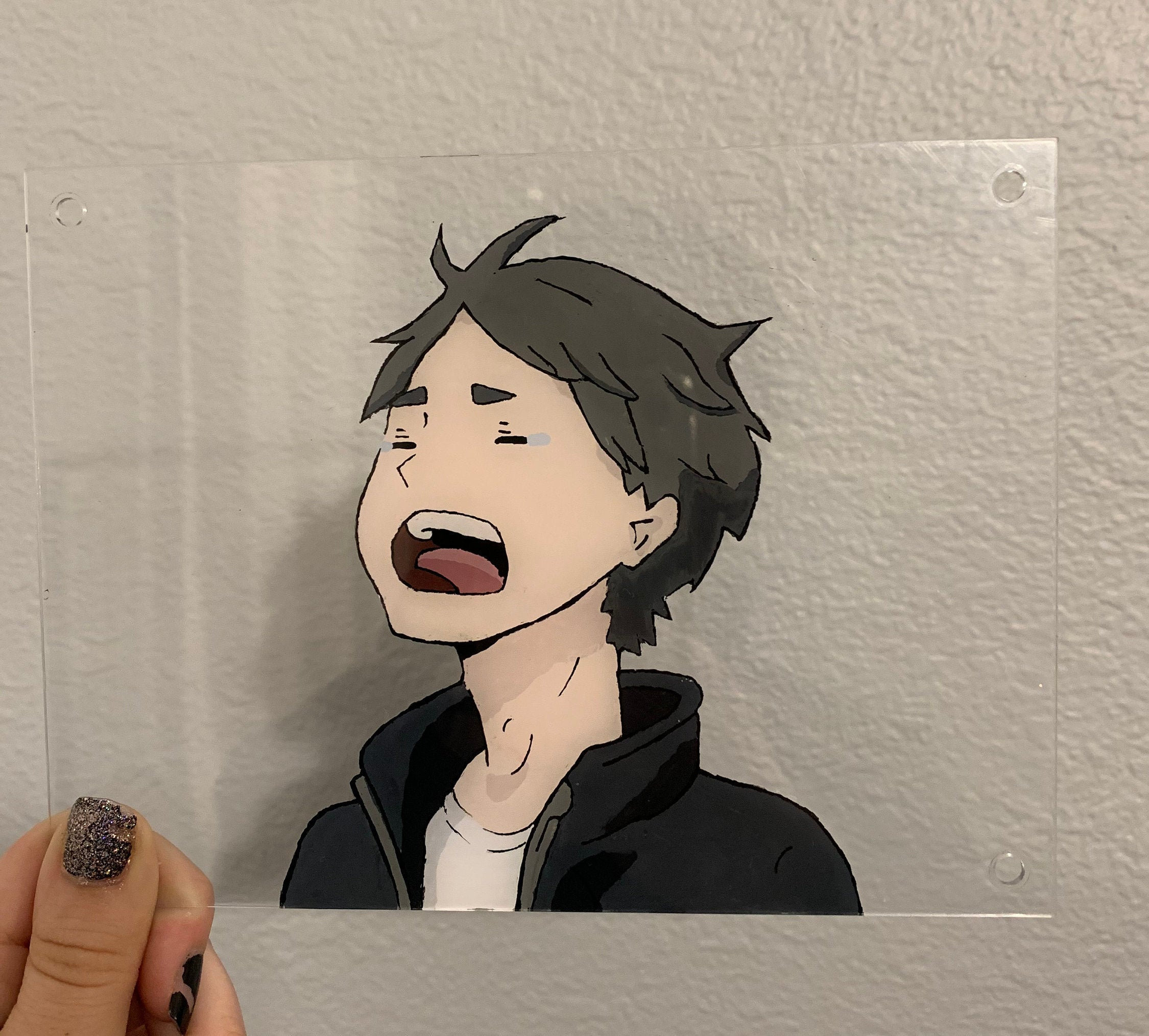 Sugawara Koshi Yawning Haikyuu Glass Painting Etsy