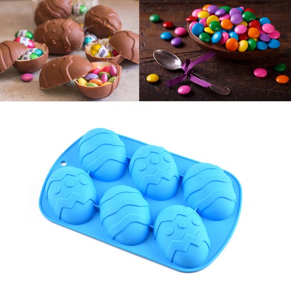Easter Egg Mold 3D Silicone Chocolate Mold- Large Easter Egg for Cocoa Bombs & Breakable Egg Chocolate Shells