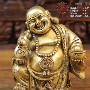 Brass Laughing Buddha for Wealth & Prosperity | Happy Man - Best for Gifting - Made in Tibet - Only at Dharma