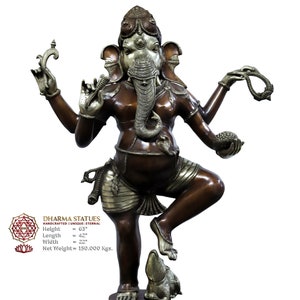 Brass Vishwa Rupaya (Reflection of Universe - Lord Ganesha) in Dancing Position - Handcrafted in Swamimalai, Tamil Nadu - Only at Dharma