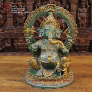 Brass Mangalam Ganesha with Mushaka Raj | Best Temple Idol | Color Options Available - Made in Mysore, South India - Only at Dharma