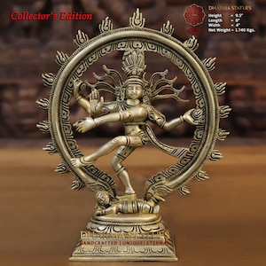 COLLECTOR&#39;S EDITION  - Brass Lasya Nritya Nataraja (Dancing Shiva) - Made by MasterArtist from Kumbkonam Village, Tamil Nadu- Only at Dharma