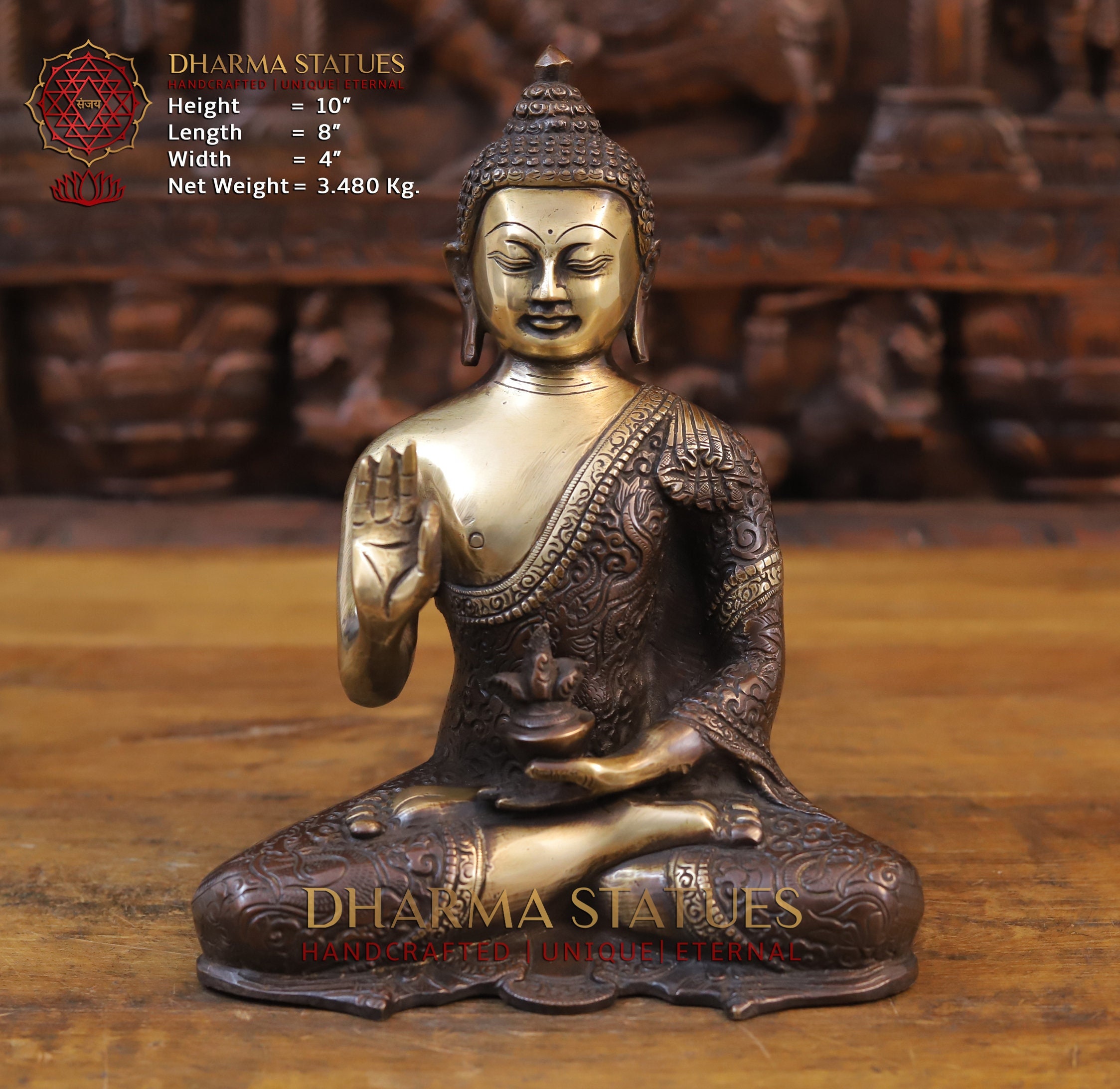 ヴィタルカ ムドラ (瞑想の姿勢) に座る真鍮製の小さな仏像 - 精巧な銅仕上げ - Etsy 日本