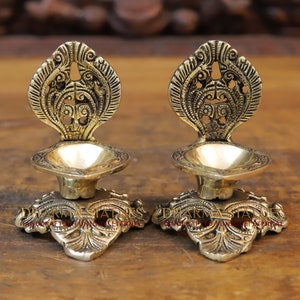 Brass Phoolwari Small Lamps (Pair)