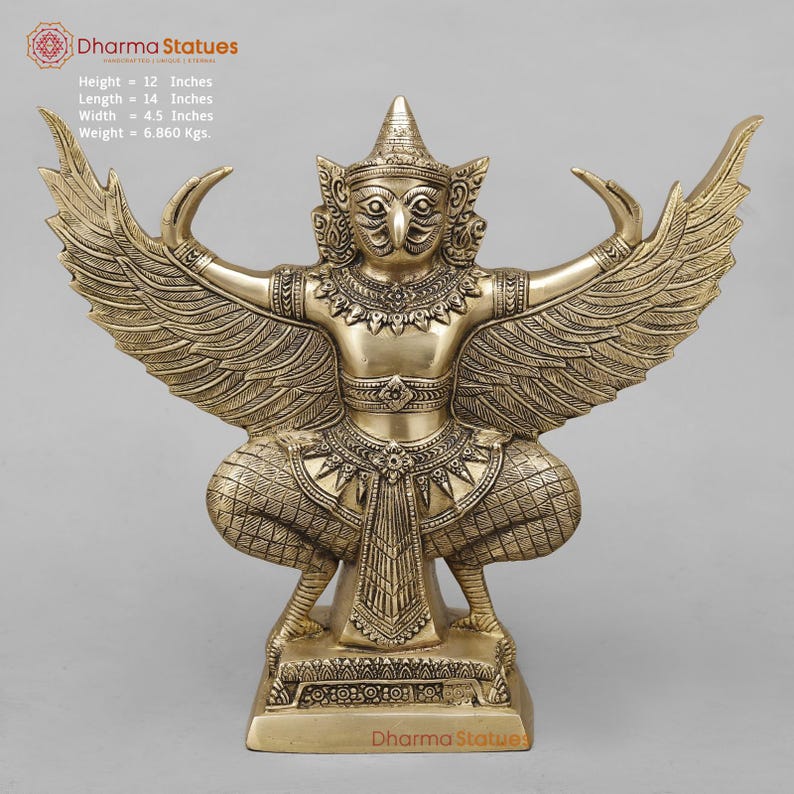 Brass Garuda Seated With Wide Wings, Smooth Finish 12” - Etsy