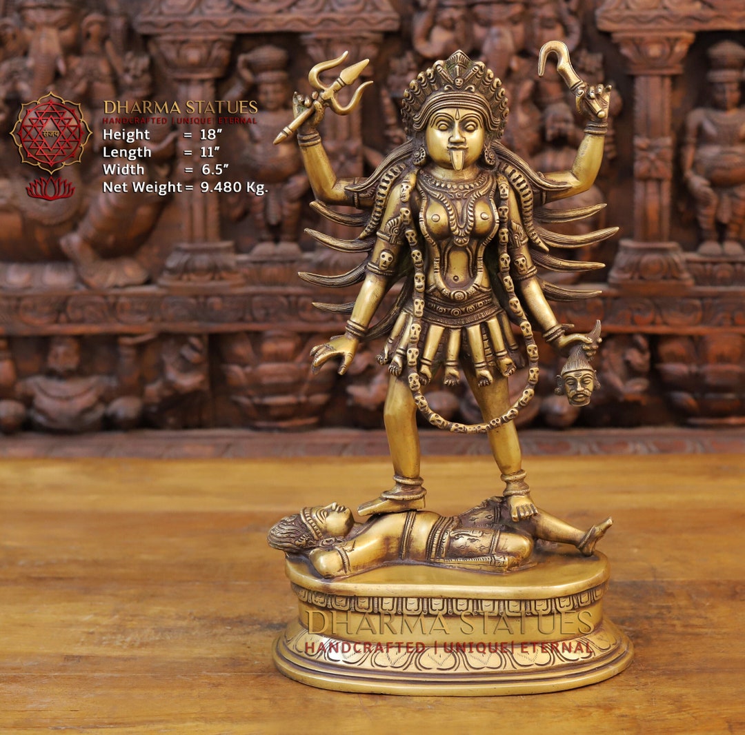 Brass Ferocious Chandi Goddess (durga Maa) Standing on Notorious ...