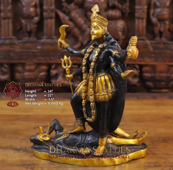 Brass Valiant Jagadeeshwari (goddess Durga) Victorious on Sinful