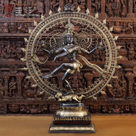 Large Brass Dancing Shiva Nataraj Statue From South India Large Brass Dancing Shiva Nataraj Statue From South India