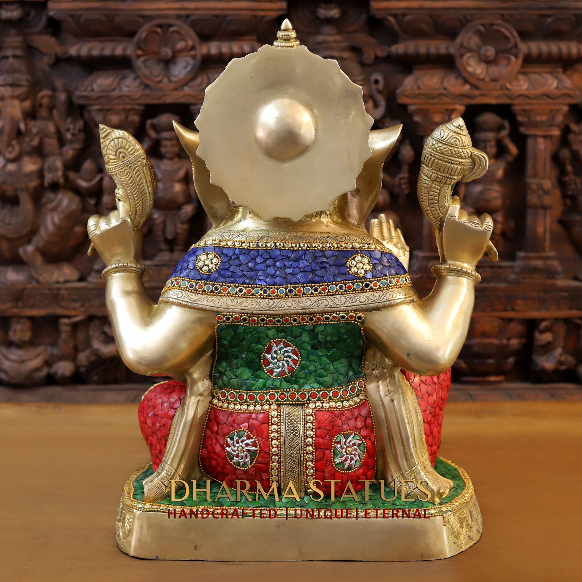 半貴石をちりばめた真鍮製のガネーシャ像 - 大きな寺院の守護神 - Etsy