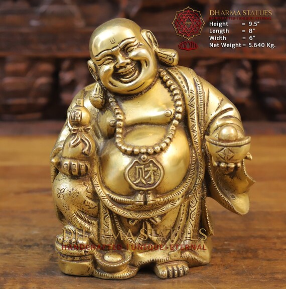 Brass Laughing Buddha for Wealth & Prosperity Happy Man Etsy