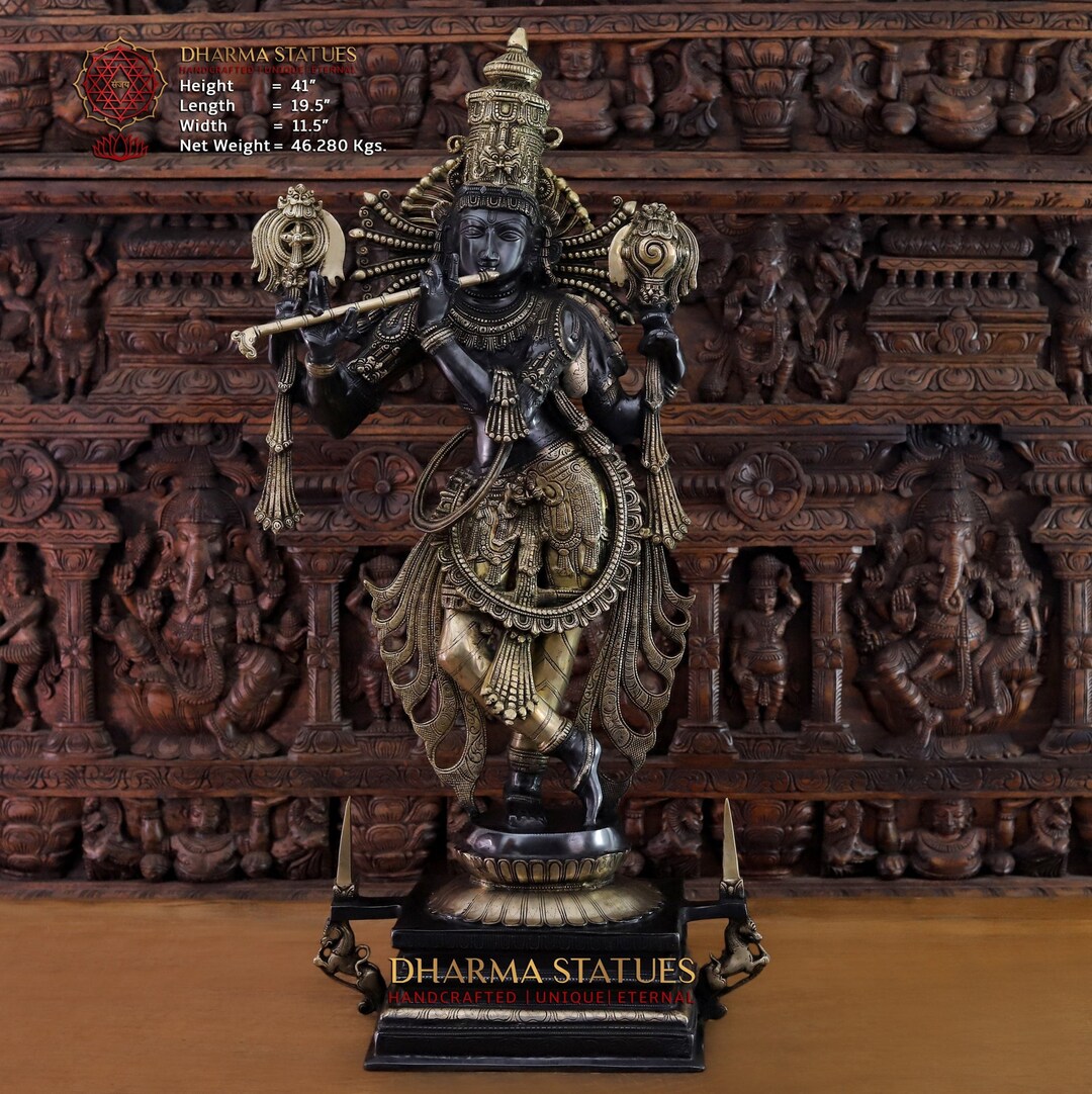Buy Brass Krishna Statue: Sanctified Bhaktavatsara Idol Mahabalipuram  Online in India