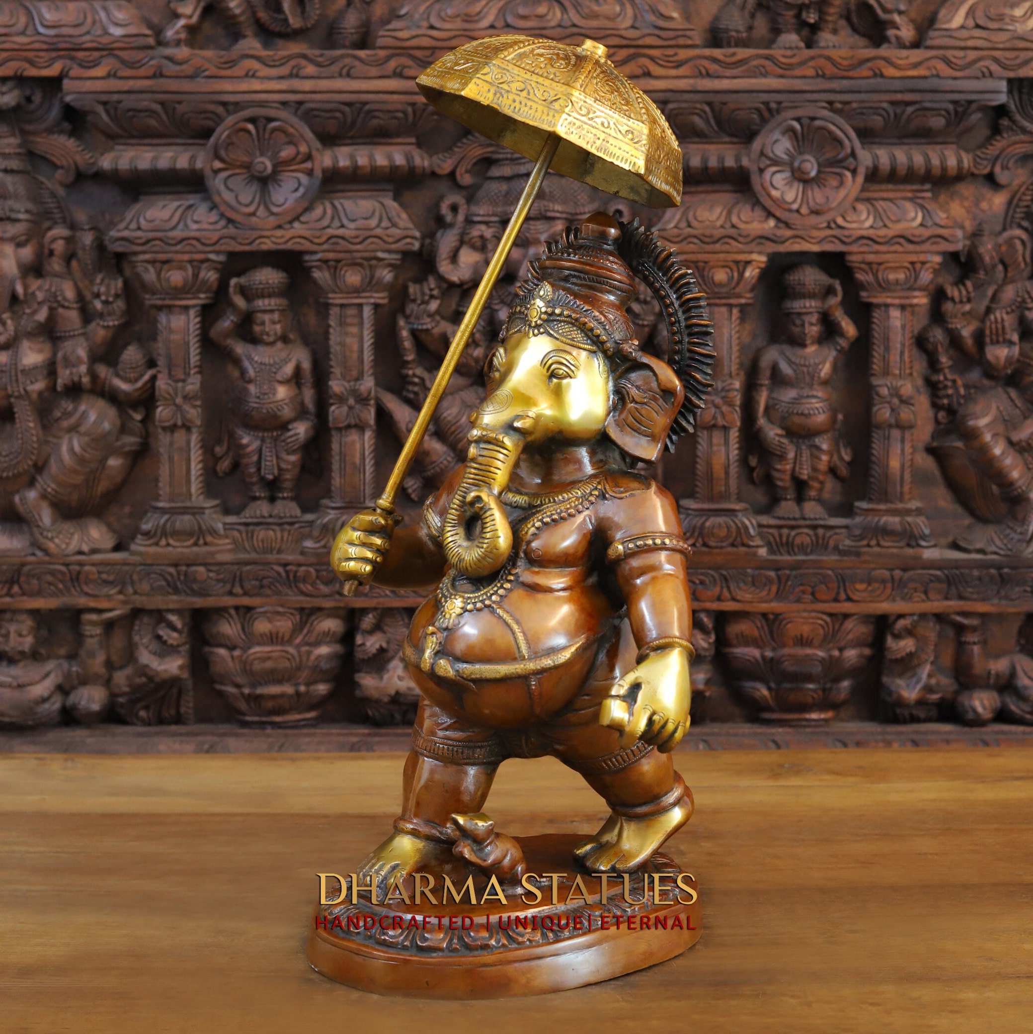 Golden Brass Ganesha Shankh – Auspicious Decorative Conch for Home Déc – My Store