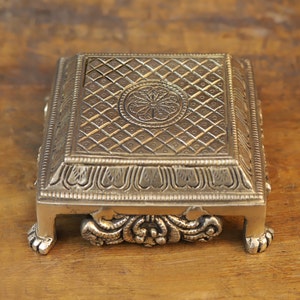 Brass Chowki for Sitting of Statue- Gold Finish