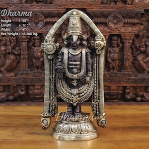 Brass Ashirwadam Tirupati Balaji - South Indian Make - Black Finish. God Idol