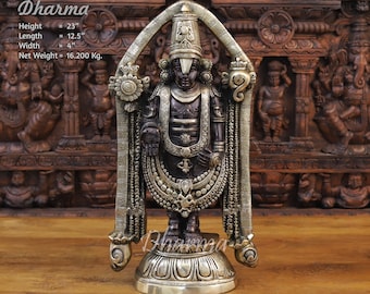 Brass Ashirwadam Tirupati Balaji - South Indian Make - Black Finish. God Idol