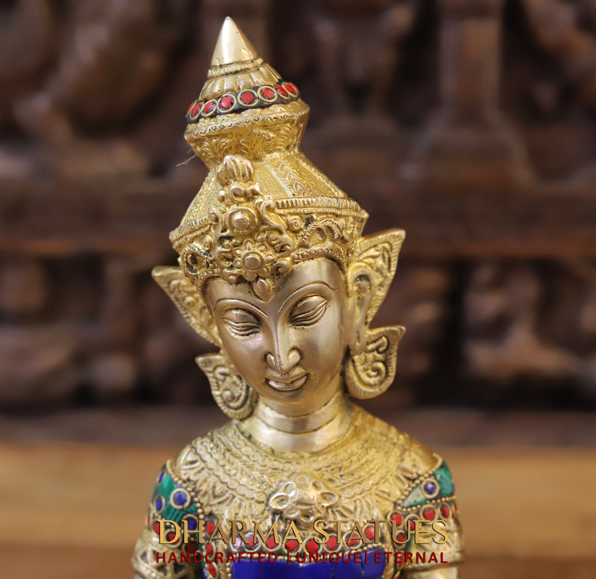 真鍮製タイ音楽家像：宝石をちりばめた神秘的なジャルサセット - Etsy 日本