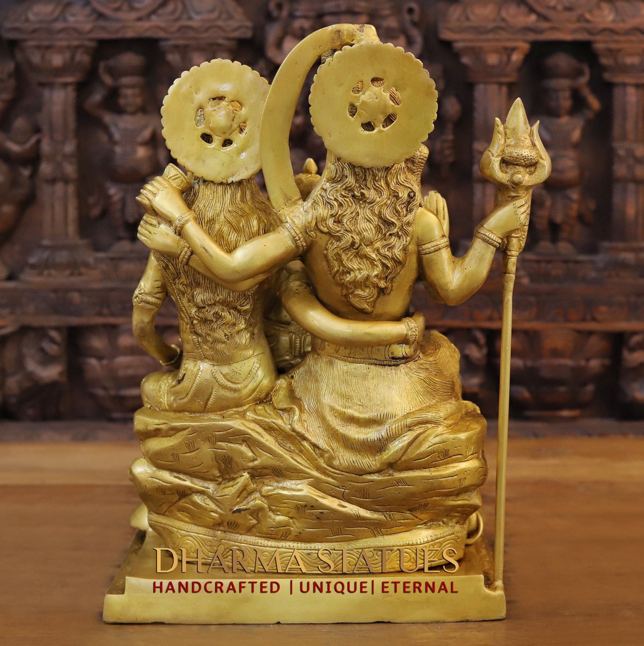 真鍮製の壮麗なシヴァ神一家とガネーシャ、パールヴァティー女神が