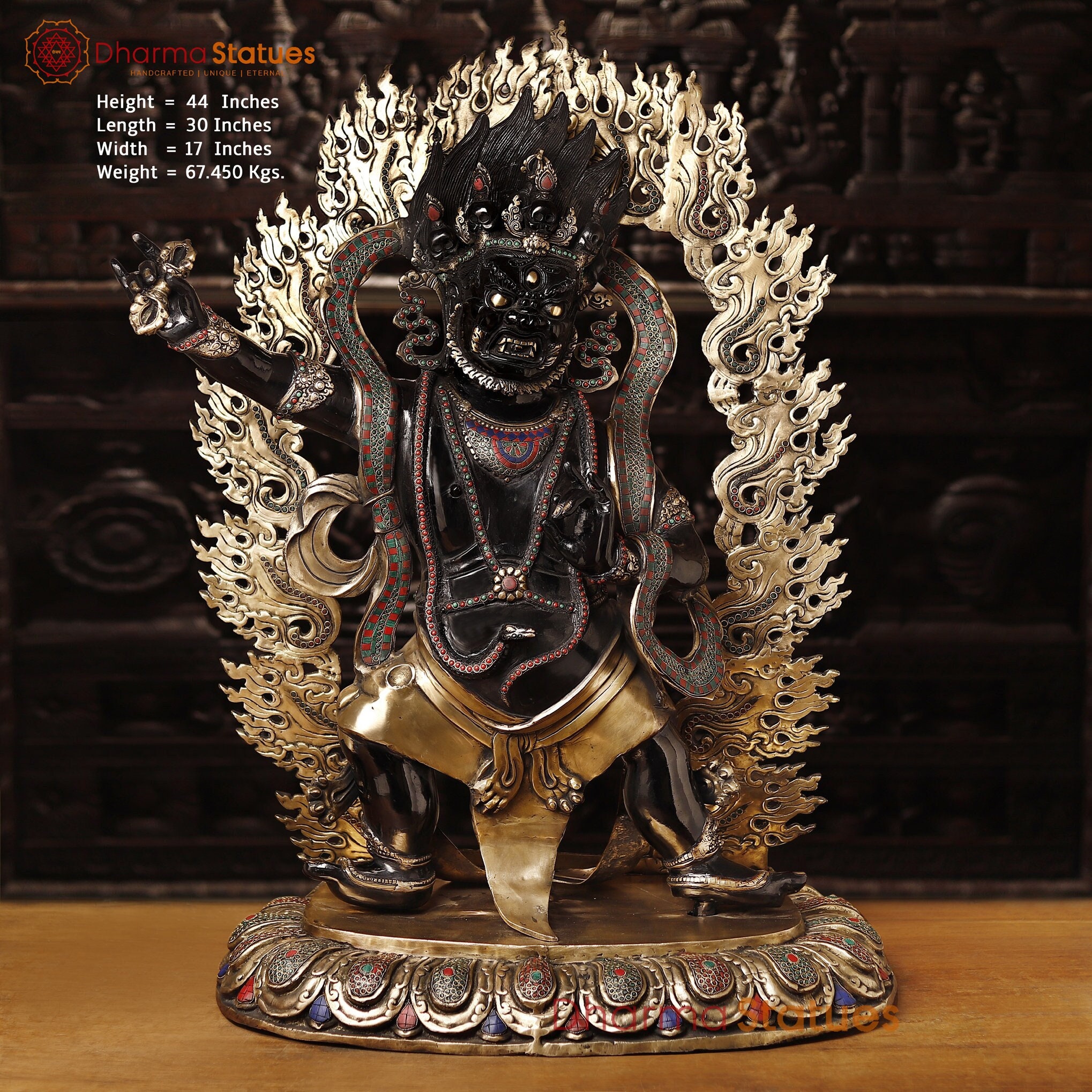 Brass Amvatam Bahairav-The Mighty Balancer of Eight Cardinal Directions-Handcrafted by priest in Tengboche, Nepal- 3000 Hrs of Craftsmanship