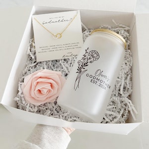 Boîte cadeau proposition marraine collier madrina boîte personnalisée parrain et marraine baptême merci d'avoir été ma promue marraine seras-tu ma