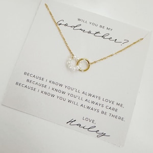 Regalo de propuesta de madrina, collar de madrina, regalo significativo para padrinos, gracias por ser mis padrinos, tarjeta de propuesta, tarjeta personalizada