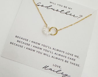 Godmother proposal gift, godmother necklace, meaningful godparents gift thank you for being my godparents proposal card personalized card