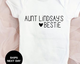 Auntie’s bestie Custom ONESIES® Personalized aunt ONESIES® aunties BFF baby shirt promoted to auntie pregnancy announcement idea sister gift