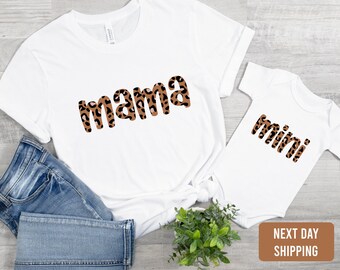 Mommy and Me Shirt Leopard Girl Short Sleeve tee Mother Daughter Matching Outfits