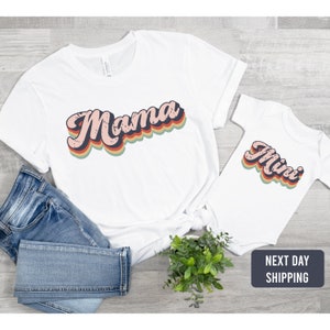 Retro Mama and Mini T-shirt and baby onesie®-Cute chic Baby Gift-Retro Baby onesie®-Mommy and Me Matching Set-