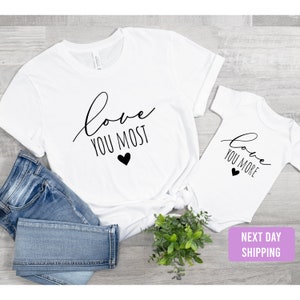 Love You Most Love You More Mommy and Me Matching Set-Mama and Mini T-shirt and baby onesie®-Boho chic Baby Gift-Minimalist Baby Gift