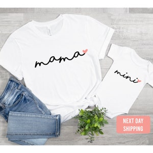Mama Mini Matching Set-Valentine Mommy and Me Matching outfit-Mama and Mini T-shirt and baby onesie®-Boho chic Baby Gift-baby valentine gift