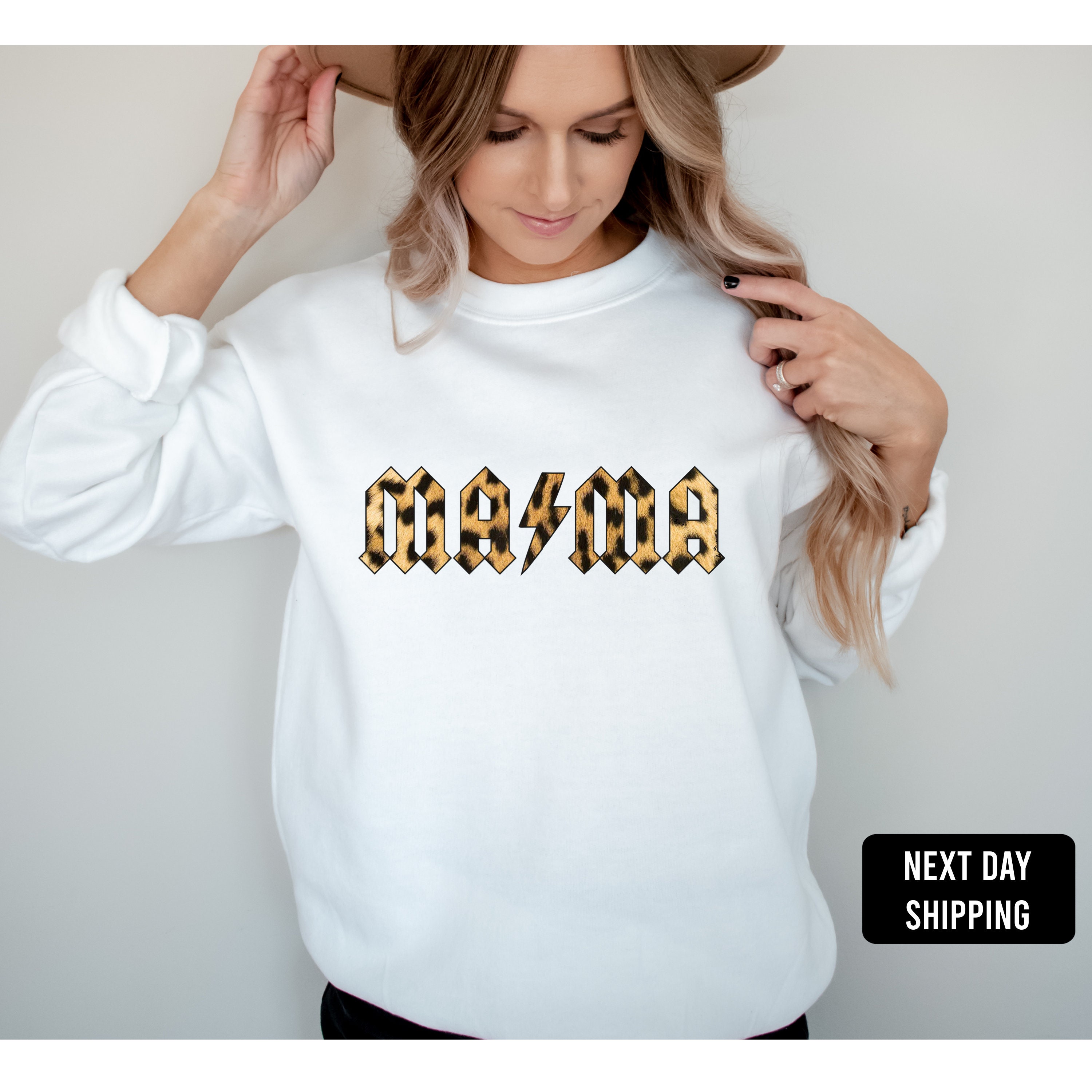 Mama Sweatshirt-mama Leopard Rock Sweatshirt-leopard ACDC - Etsy UK